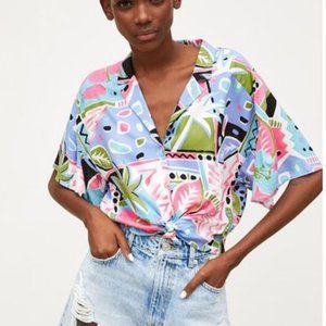 Zara print vacation crop top